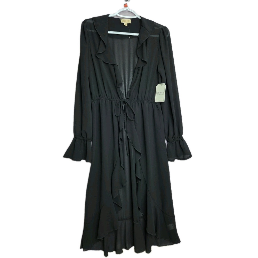 London Rose Sheer Black Whimsigoth Maxi.  Cardigan Style. Witchy